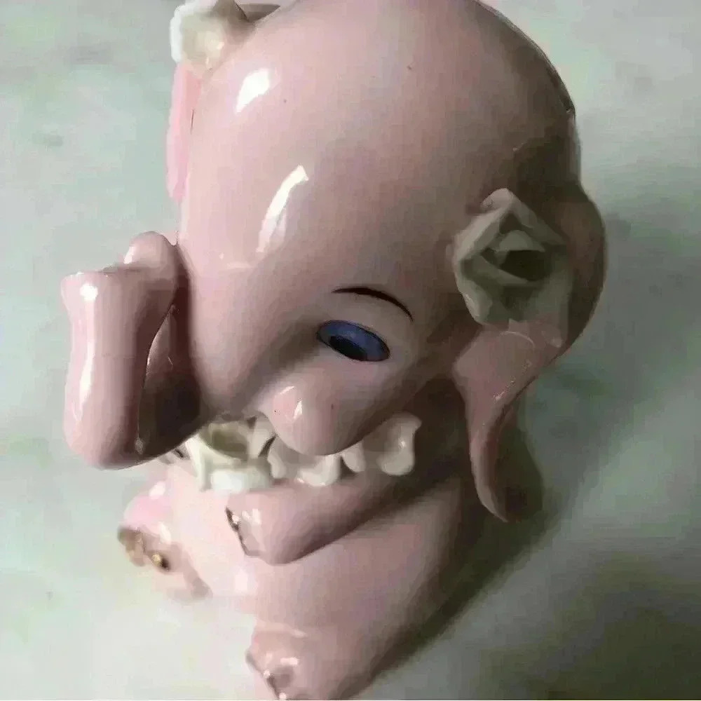 Vintage made  in Japan kitsch ceramic pink elephant coin bank - Picture 10 of 10